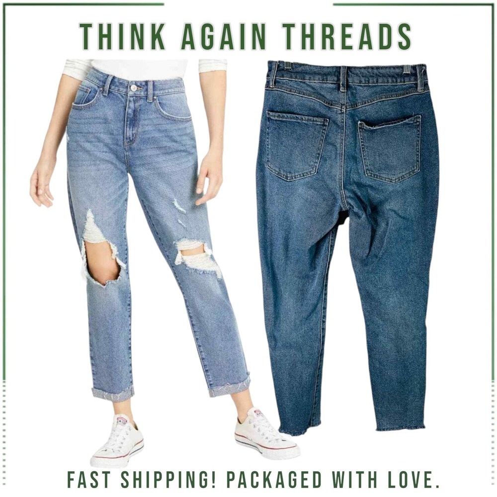 Rewash Los Angeles Super High Rise Mom Jean Blue Distressed Denim Size 9